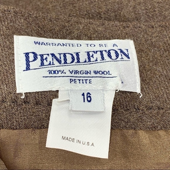 VTG Pendleton Virgin Wool Pencil Skirt 16 Petite Truffle Brown Lined Knee Length - Picture 5 of 12